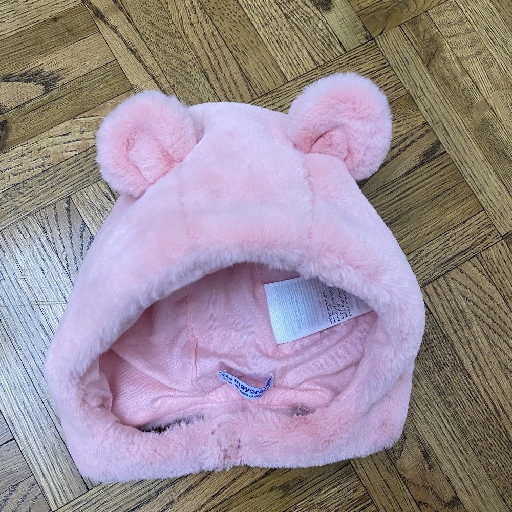 Mayoral FAUX FUR EARS HAT, Chin Strap, Pink 24M